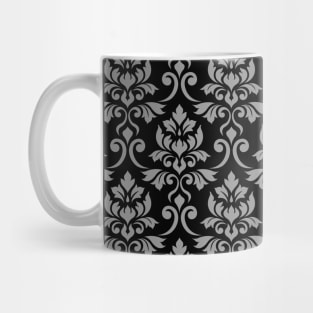 Feuille Damask Gray on Black Pattern Mug